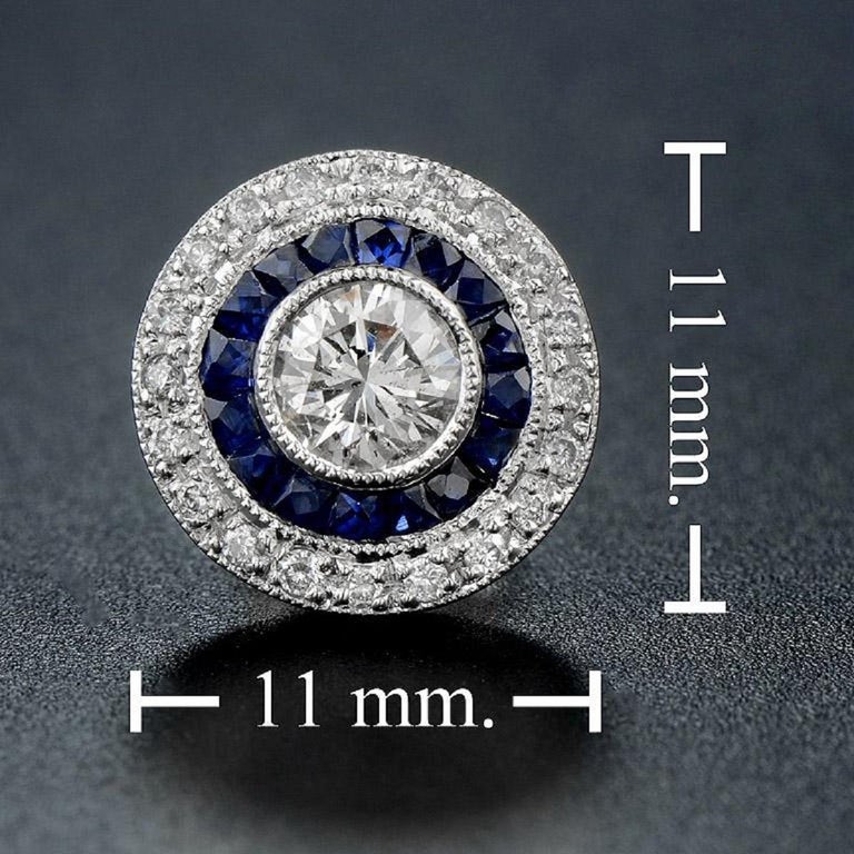 Diamond and Sapphire Target Cluster Stud Earrings