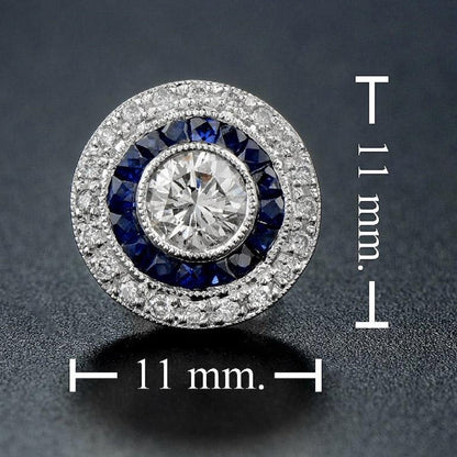 Diamond and Sapphire Target Cluster Stud Earrings