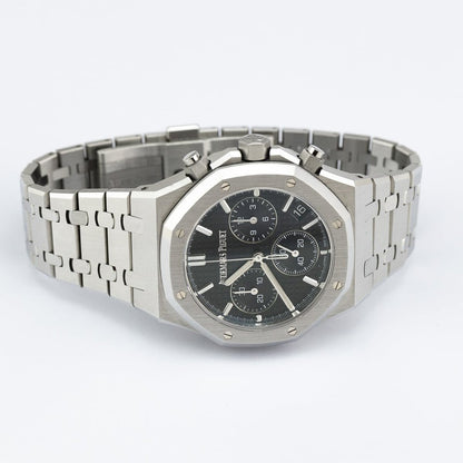 Audemars Piguet Royal Oak 50th Anniversary Self Winding Chronograph Watch, 26240ST.OO 1320ST.02 41mm stainless steel case with black “Grande Tapisserie” dial with original AP box and 7 year AP warranty card