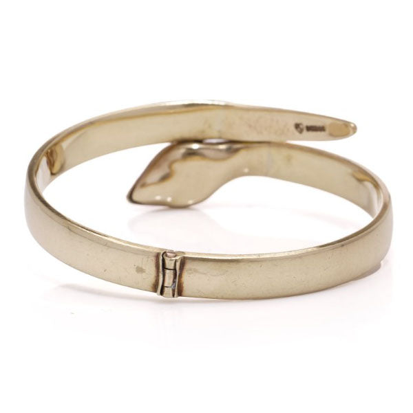 Vintage 9ct Yellow Gold Snake Bracelet with Diamond and Ruby