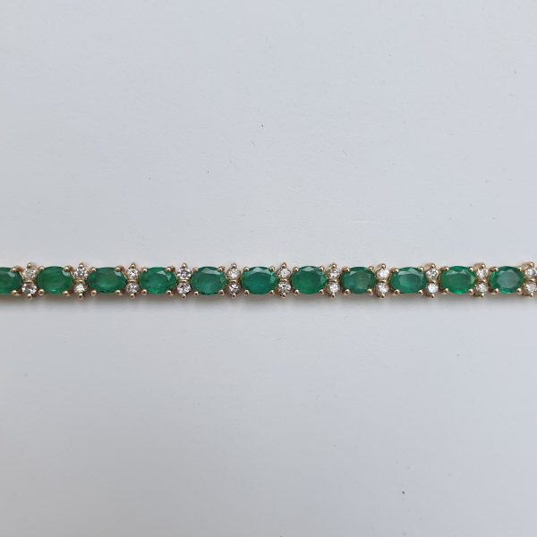 Vintage 7ct Emerald and Diamond Gold Line Bracelet