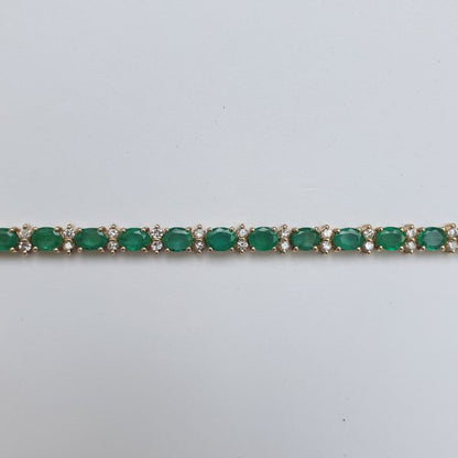 Vintage 7ct Emerald and Diamond Gold Line Bracelet