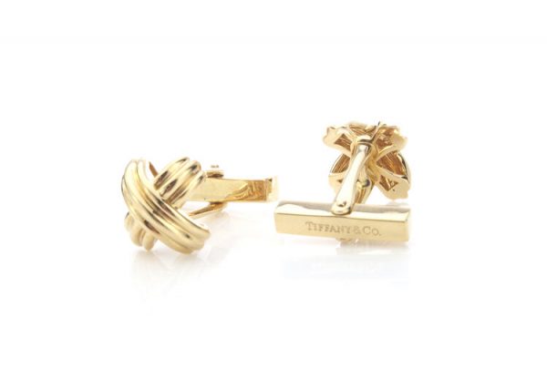 Tiffany and Co 18ct Yellow Gold Cross Cufflinks; pair of vintage Tiffany & Co 18ct yellow gold cufflinks, in original box. Made in 1992
