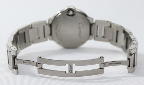 Cartier Ballon Bleu Ladies 28mm Stainless Steel Quartz Watch, Ref. 3009, on a stainless steel bracelet with double-fold hidden clasp