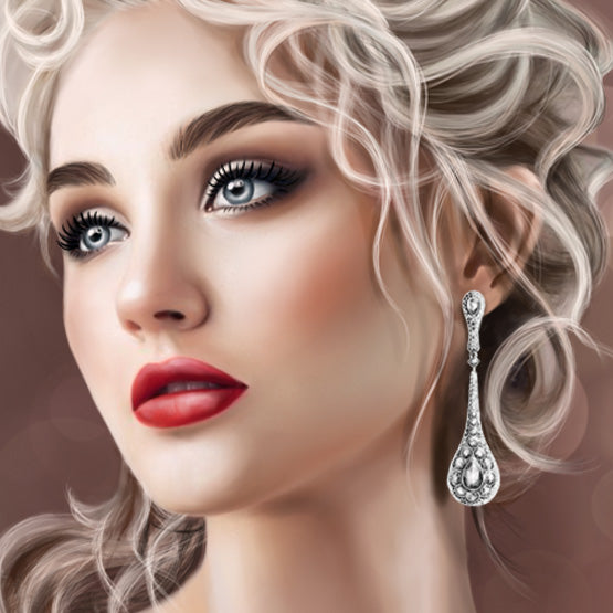 Rose Cut Diamond Drop Earrings, 4.30 carats