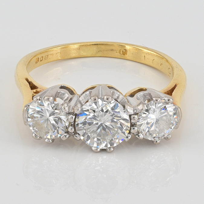 Art Deco 1.30ct Diamond Three Stone Engagement Ring