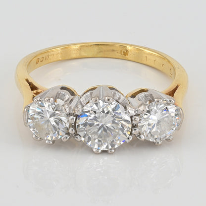 Art Deco 1.30ct Diamond Three Stone Engagement Ring