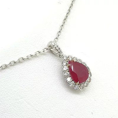 2ct Ruby and Diamond Pear Shaped Cluster Pendant