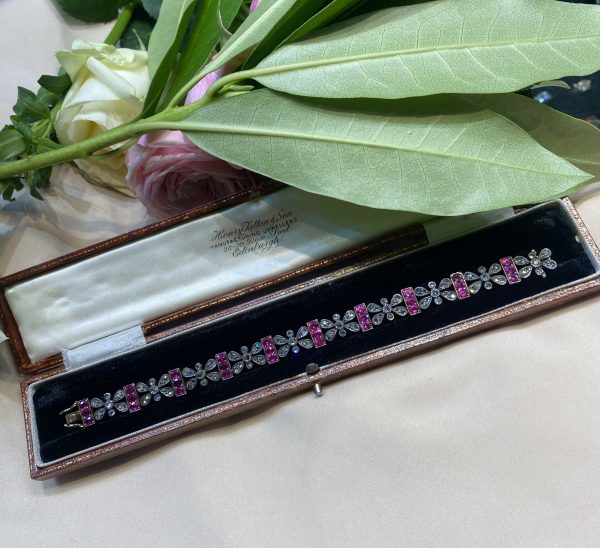 Antique Victorian Ruby and Rose Cut Diamond Bracelet