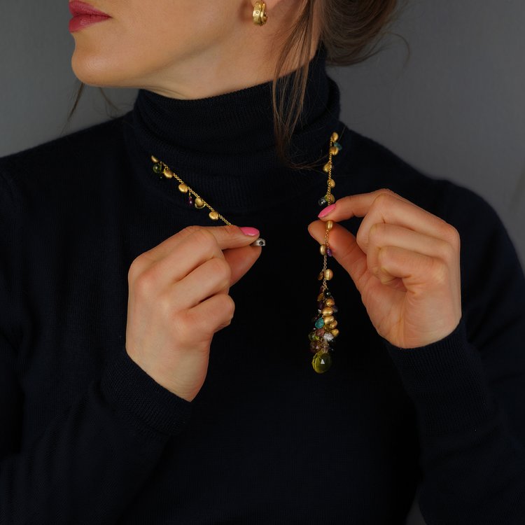 Marco Bicego Paradise Multi Gemstone Lariat Necklace