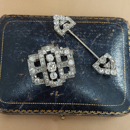 Antique 5ct Diamond Brooch come Jabot Pin