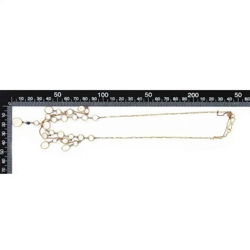 Antique Edwardian Moonstone and Sapphire Festoon Necklace
