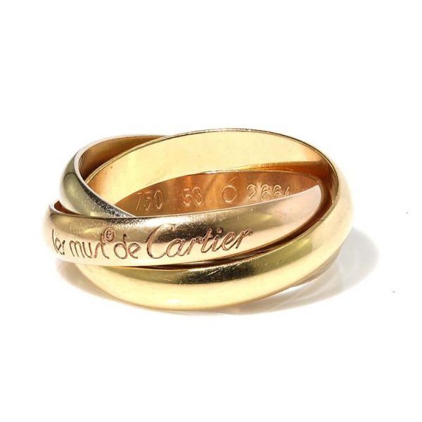 Les Must de Cartier 18ct Tri Colour Gold Trinity Band Ring