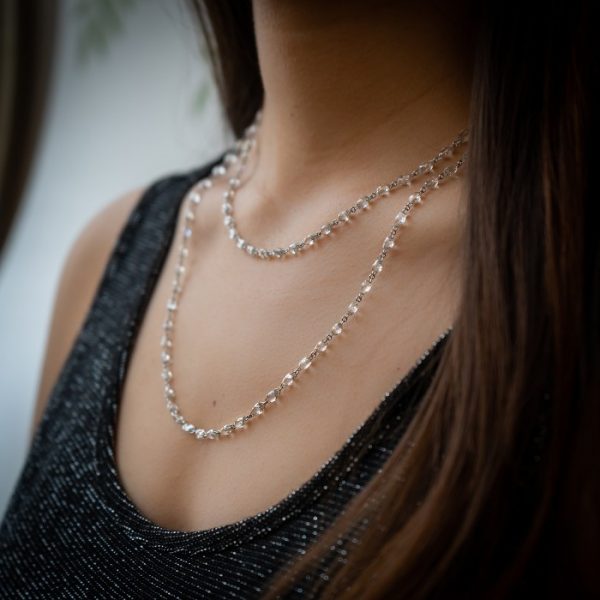Briolette-Cut Diamond Set Long Chain Necklace, 36.83 carat total, in 18ct white gold, 76cm long
