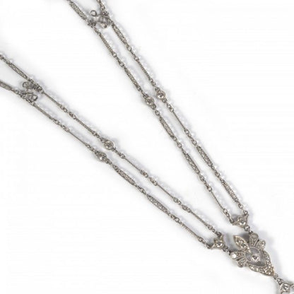 Belle Epoque Diamond and Platinum Lorgnettes Pendant Necklace