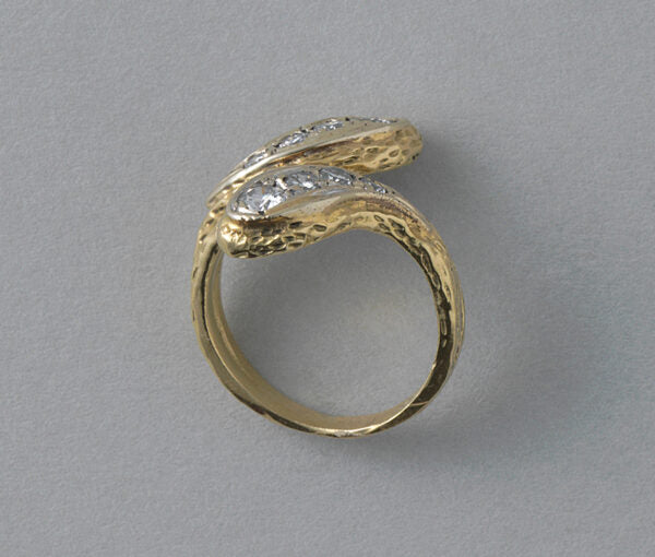 Vintage Diamond and 18ct Yellow Gold Snake Ring, Circa 1970