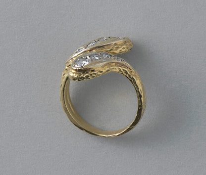 Vintage Diamond and 18ct Yellow Gold Snake Ring, Circa 1970