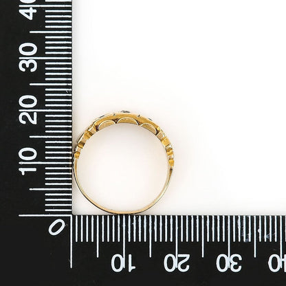 Victorian Antique Old Cut Diamond and Ruby Trilogy Gypsy Ring in 18ct Yellow Gold