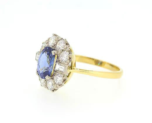 Sapphire and Diamond Cluster Ring, 2.46 carat total, 18ct Gold