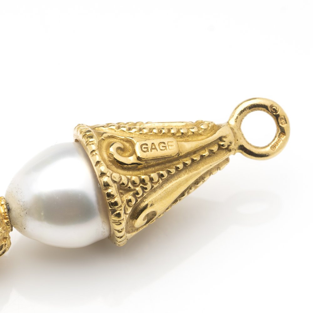 Elizabeth Gage South Sea Pearl Necklace with Dragon Clasp