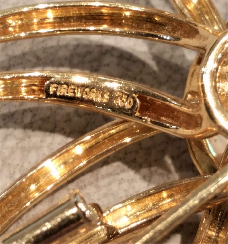 Tiffany and Co Pearl and Gold Fireworks Brooch 1994