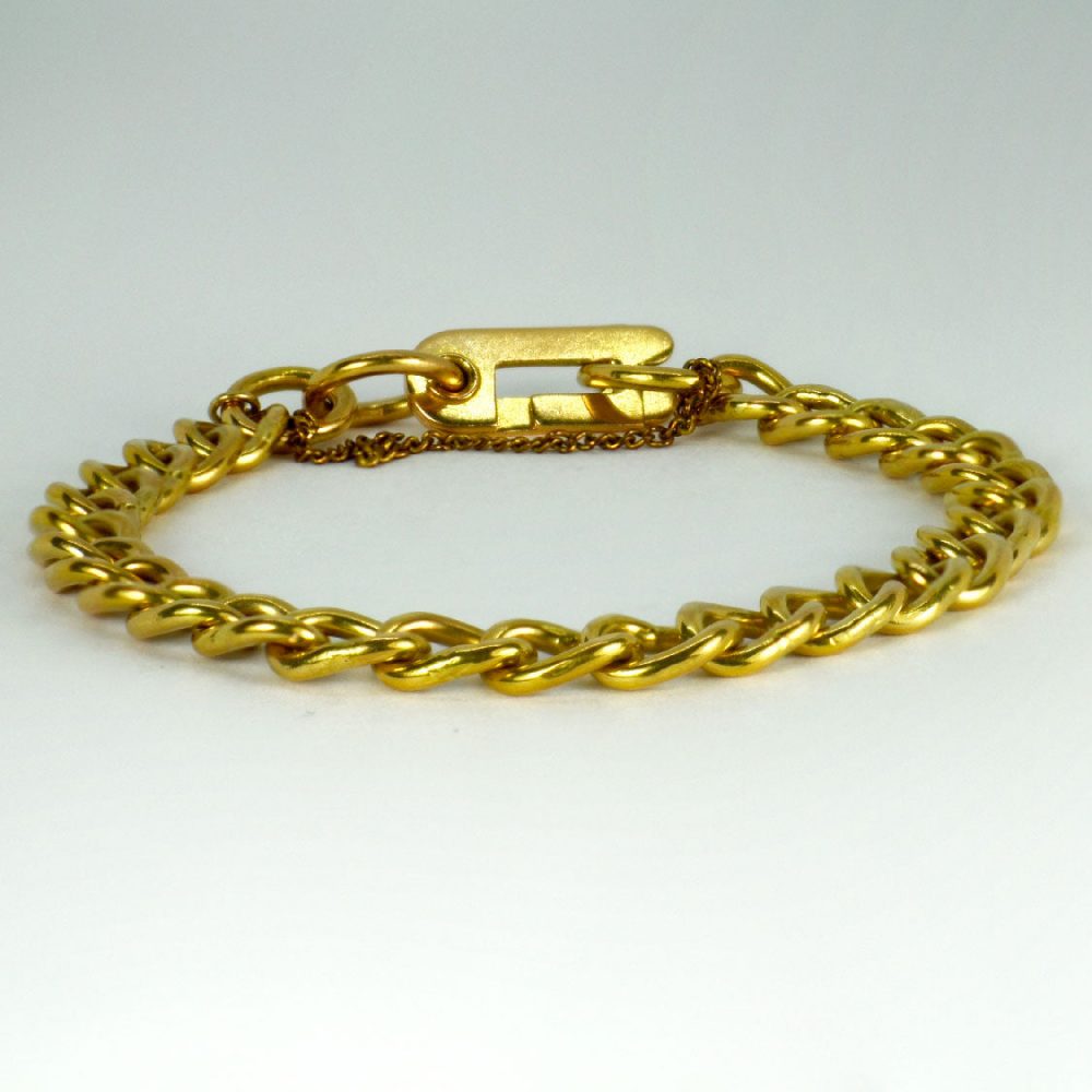 18ct Yellow Gold Fancy Faceted Curb Link Bracelet