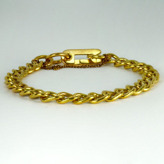 18ct Yellow Gold Fancy Faceted Curb Link Bracelet