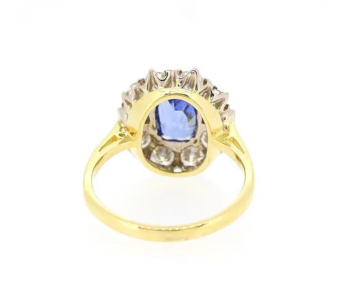 Sapphire and Diamond Cluster Ring, 2.46 carat total, 18ct Gold