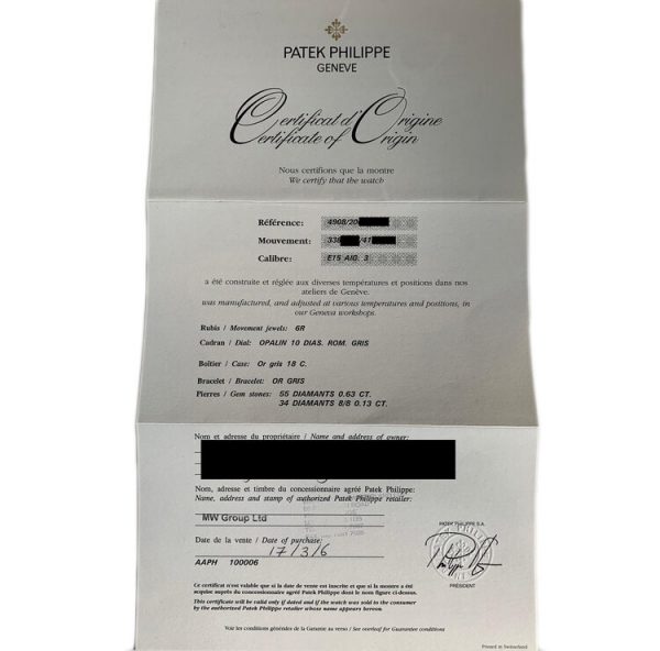 Patek Philippe Twenty-4 18ct White Gold and Diamond 4908 Quartz Watch with box and papers