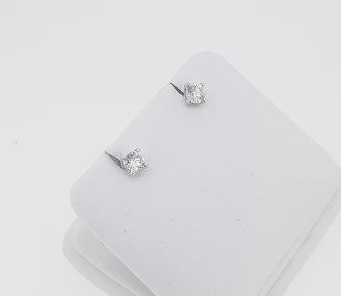0.50ct Diamond Solitaire Stud Earrings, G, SI2, 18ct White Gold