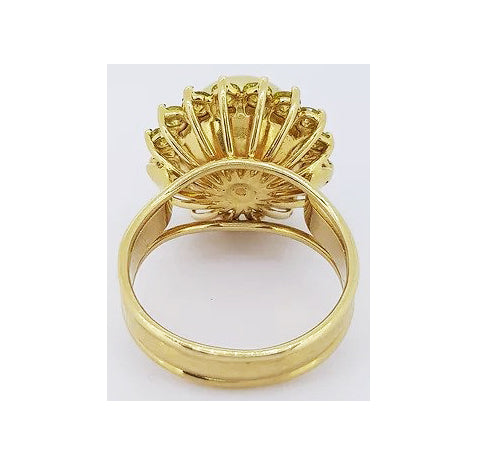 Golden South Sea Pearl and 2ct Fancy Yellow Diamond Cluster Ring