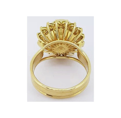 Golden South Sea Pearl and 2ct Fancy Yellow Diamond Cluster Ring
