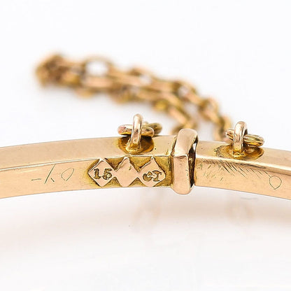 Edwardian Antique Sapphire Diamond 15ct Gold Bangle Bracelet