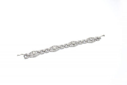 Art Deco 5.89ct Diamond and Platinum Bracelet; geometric square links set with 117 old European-cut diamonds totalling in excess of 5.00 carats