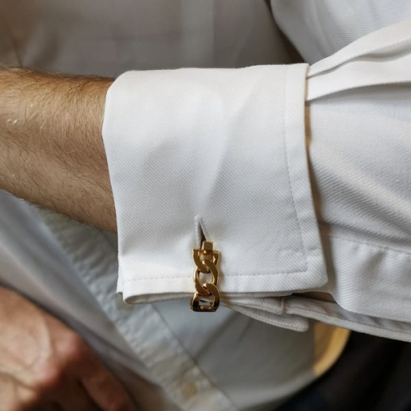 Vintage Italian 18ct Yellow Gold Stirrup Curb Link Cufflinks, Circa 1990