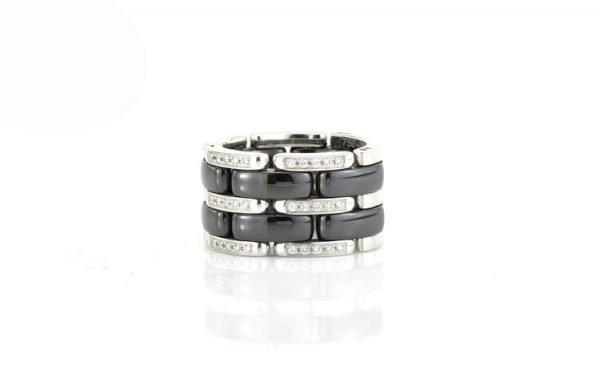 Chanel Ultra Black Ceramic, Diamond and 18ct White Gold Band Ring
