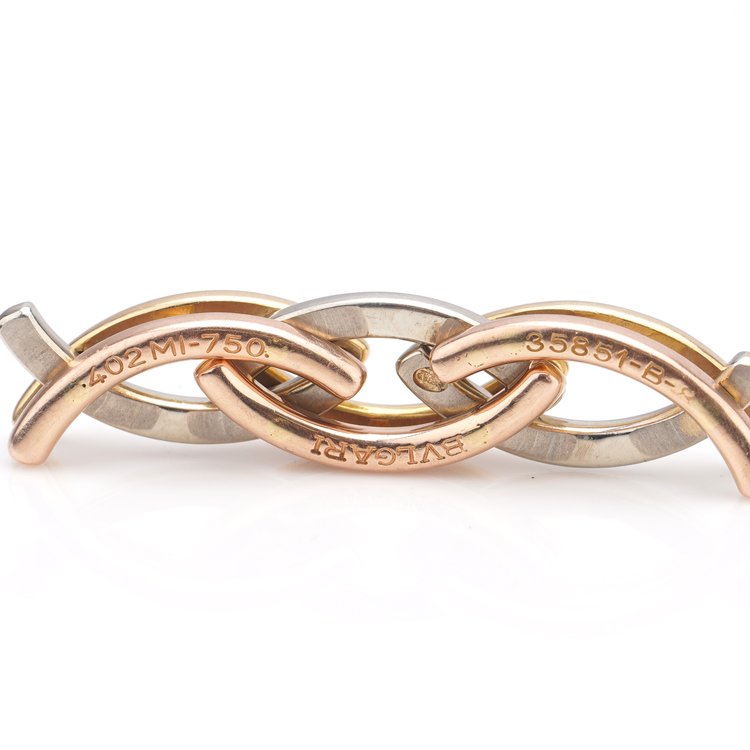 Vintage Bulgari 18ct Tri Colour Gold Collapsible Ring, Signed Bvlgari