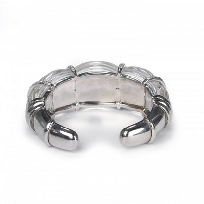 Rock Crystal and Diamond Cuff Bangle Bracelet, 2.50 carat total, 18ct white gold