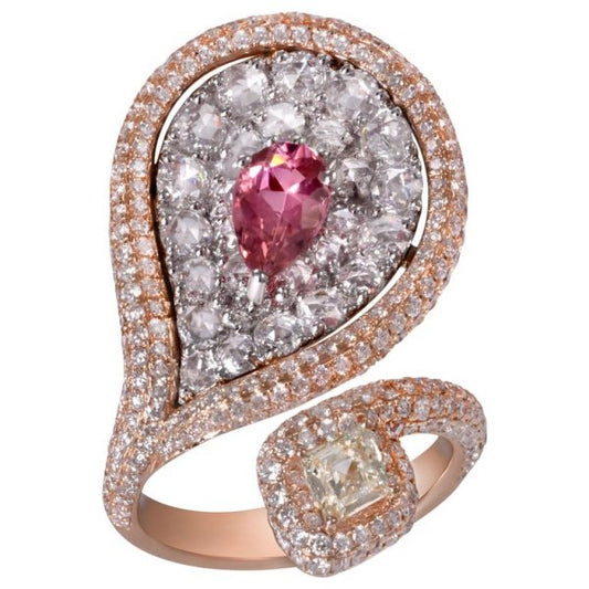Tourmaline and Rose Cut Diamond Dress Ring, 4.19cts, 18ct Rose Gold