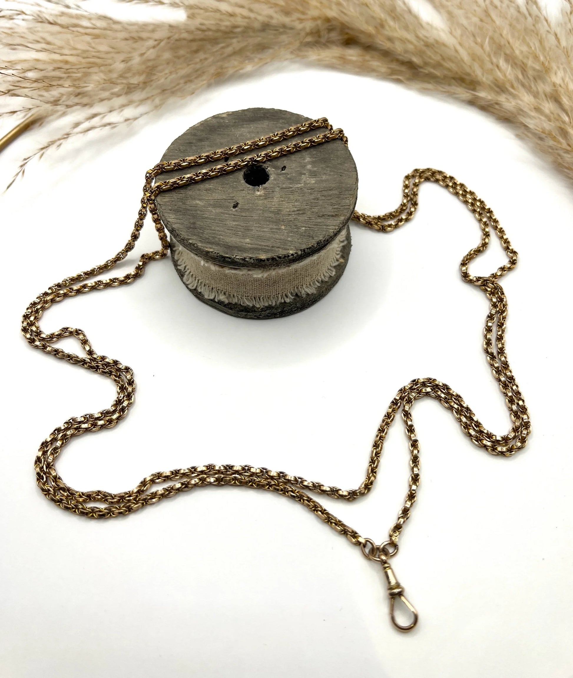 Victorian Antique 9ct Gold Fancy Rolo Link Long Guard Chain