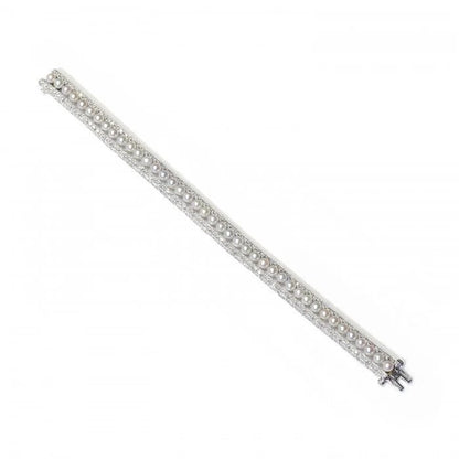 Modern Pearl and Diamond Bracelet in Platinum, 3.81 carats