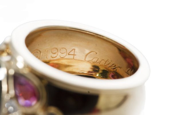 Cartier Multi Gem set 18ct Yellow Gold Ring, with Original Box