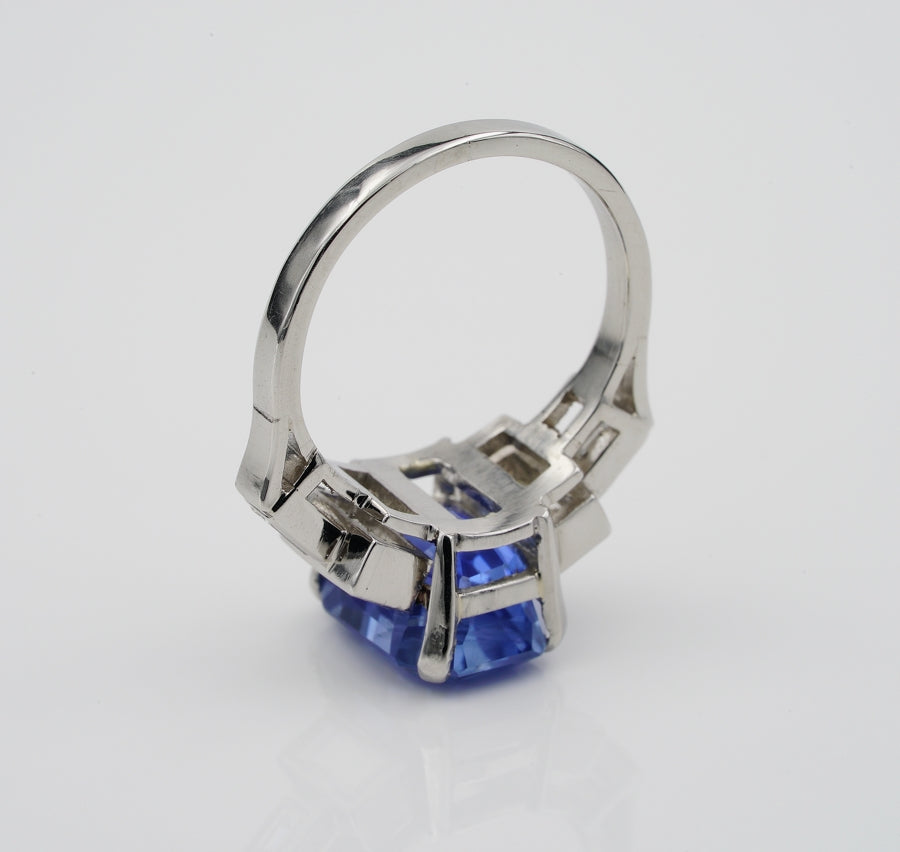 Certified 6.36ct No Heat Madagascan Sapphire and Diamond Ring