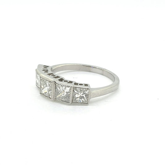 Princess Cut Diamond Five Stone Ring in Platinum, 2.30 carats
