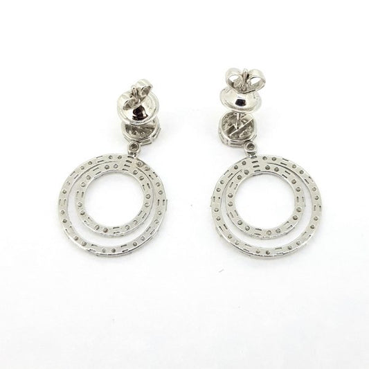 Baguette Cut Diamond Circle Hoop Drop Earrings, 1.75 carat total