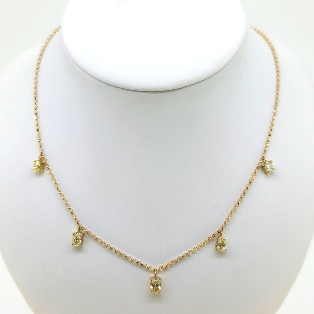 Fancy Yellow Diamond Set Gold Chain Necklace