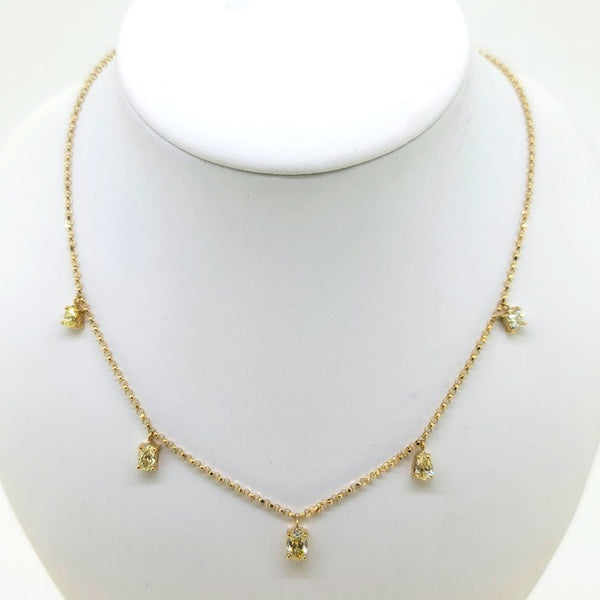 Fancy Yellow Diamond Set Gold Chain Necklace