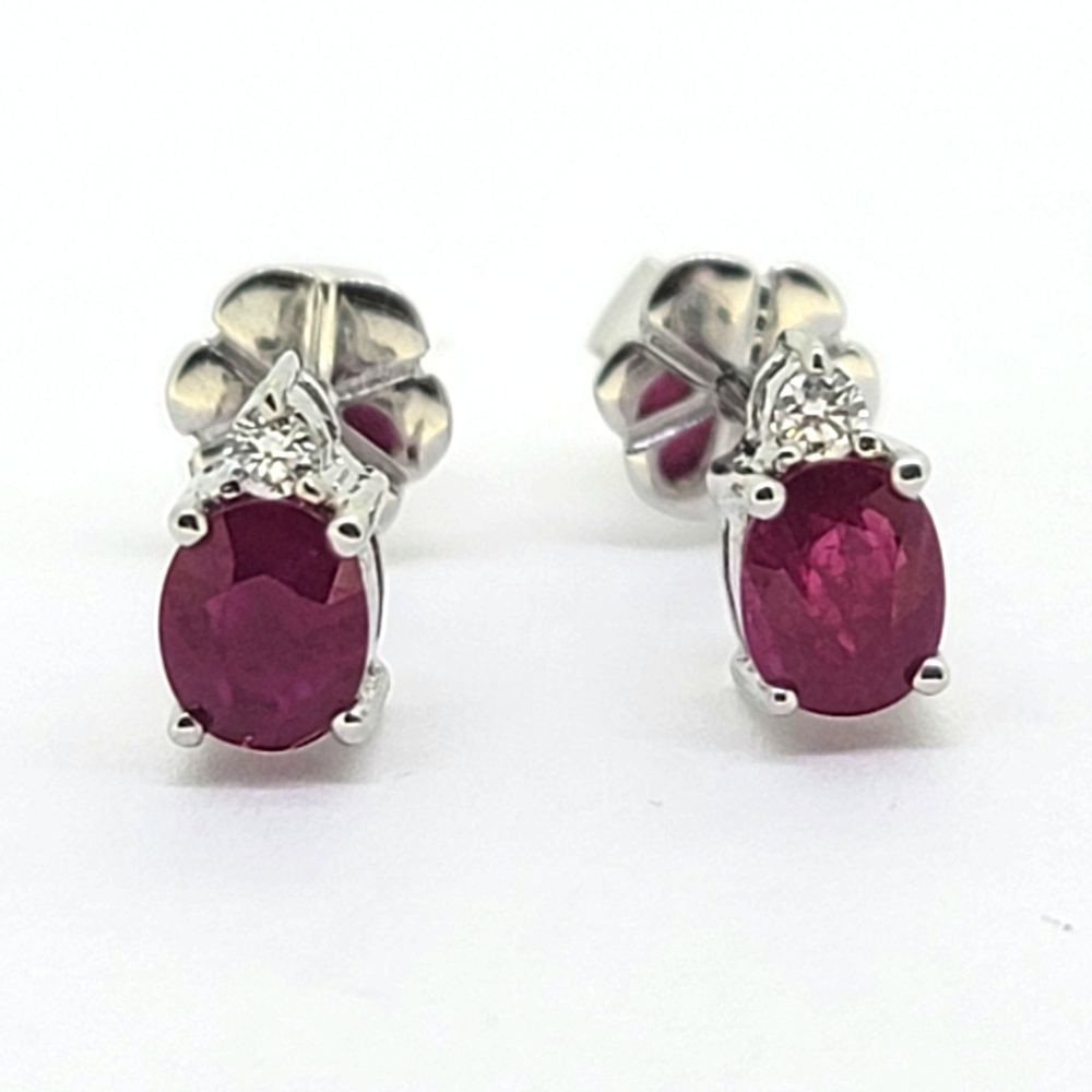 1.20ct Oval Ruby and Diamond Stud Earrings