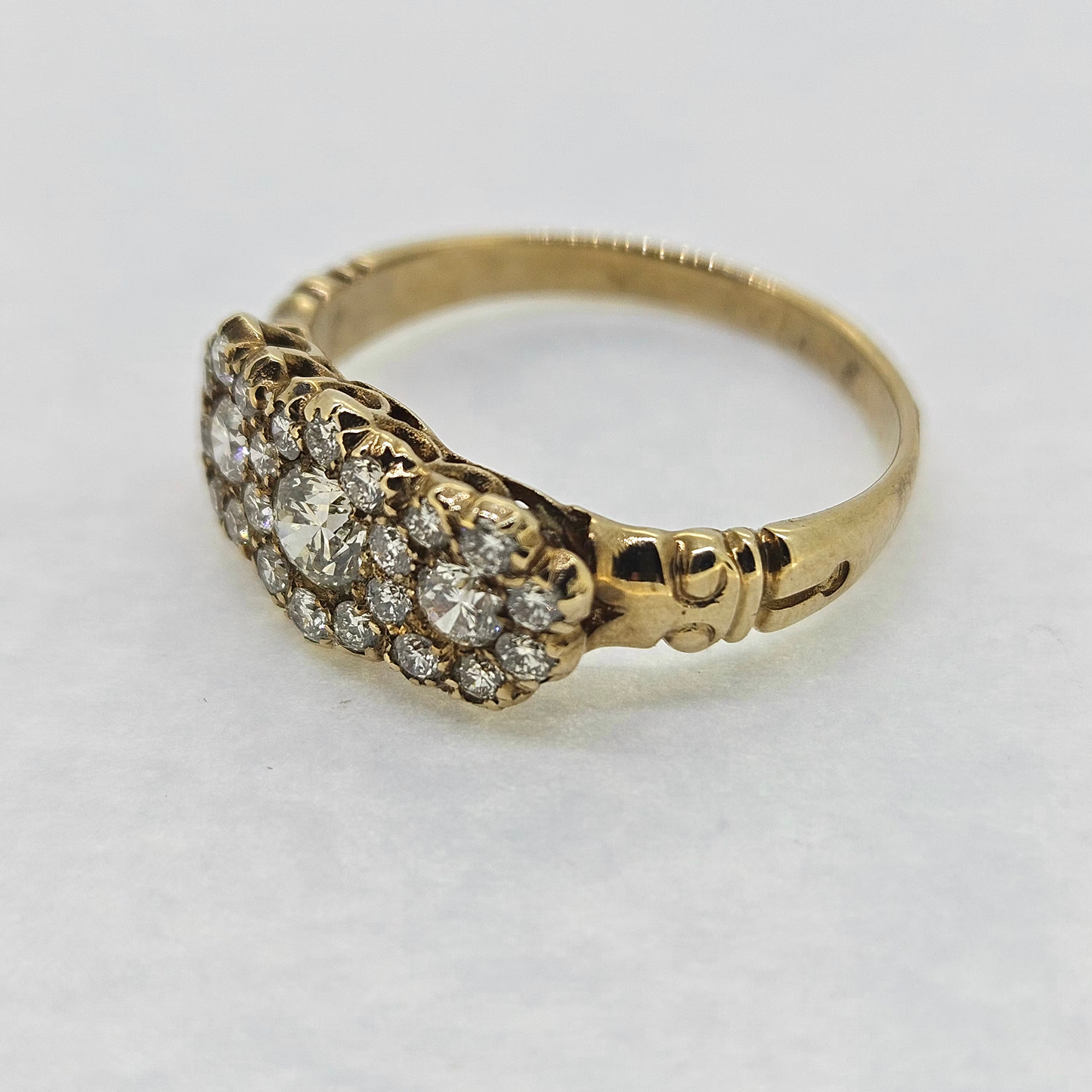 Diamond Triple Cluster Ring in Yellow Gold