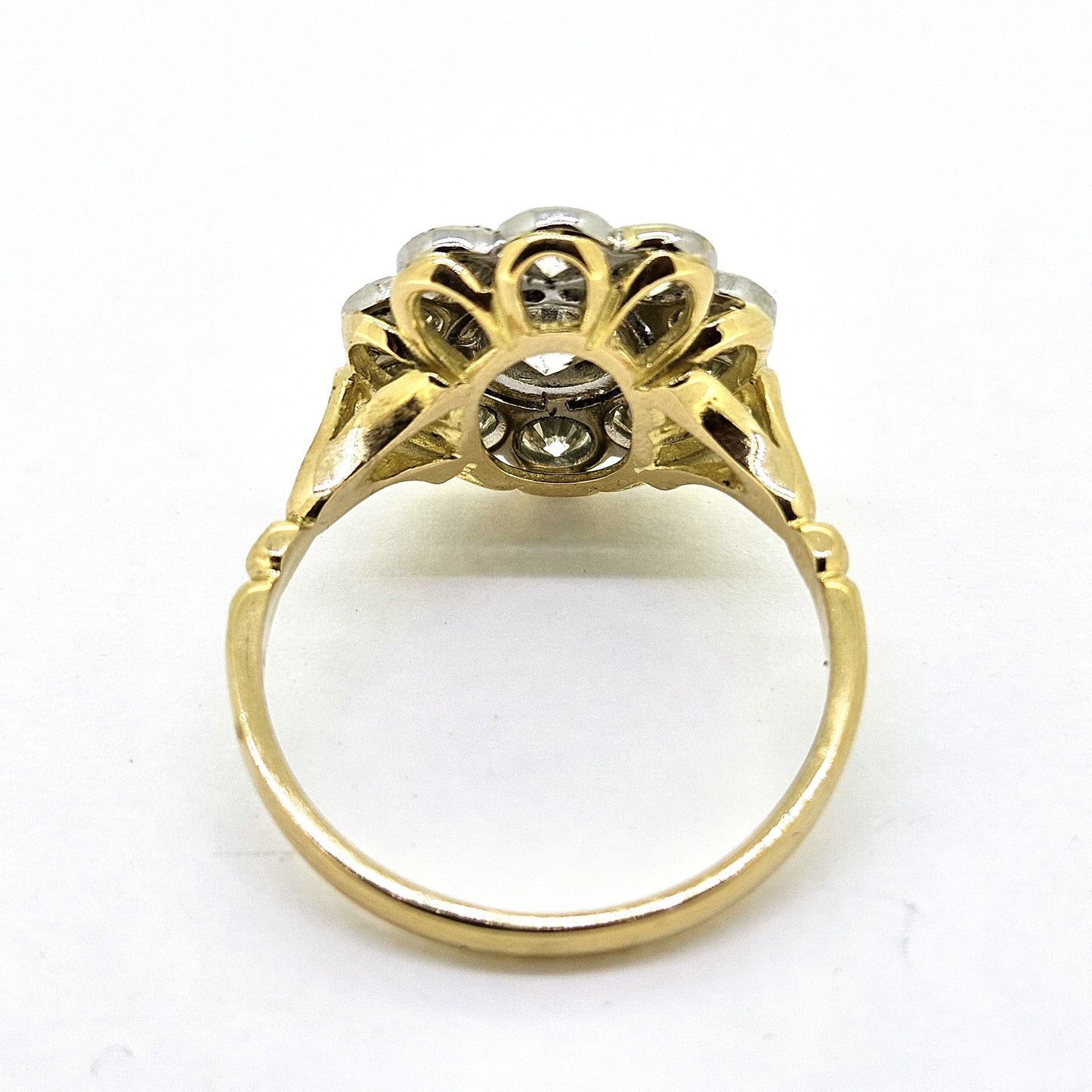 Diamond Daisy Flower Cluster Ring in Platinum to 18ct Yellow Gold